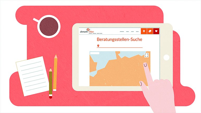 Szene aus dem Erklärfilm „Was ist eigentlich Beratung für Schwangere?“ © how2 AG/donum vitae e.V.